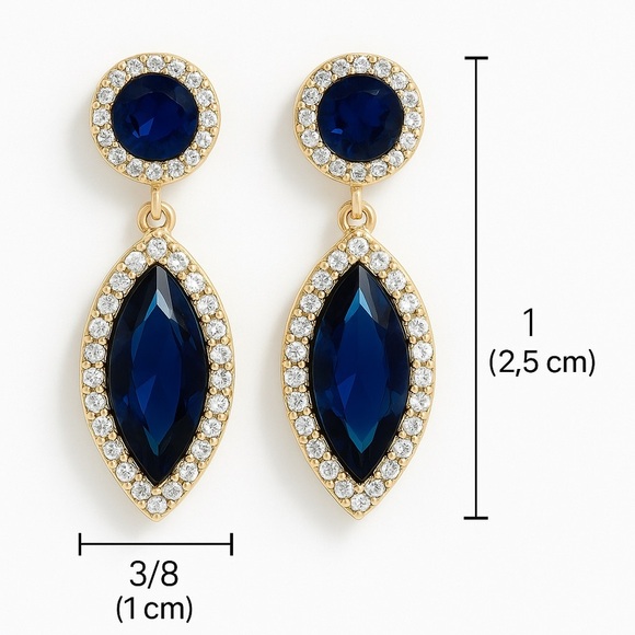 ⚜️❤️🔥 Océan Blué Chic Earrings with Zirconia 💎 - Picture 5 of 5